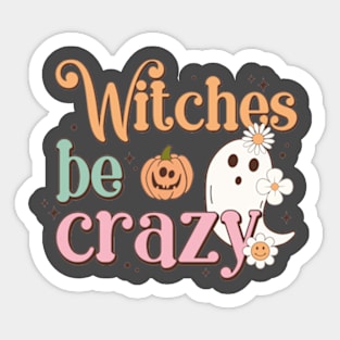 Crazy Witches Pink Halloween Sticker